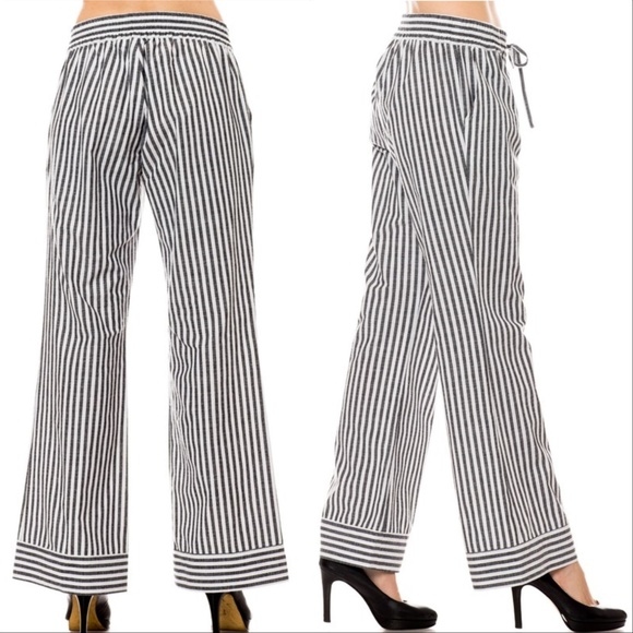 "Nautical Girl" STRIPED WIDE LEGGED PANTS - Picture 2 of 3